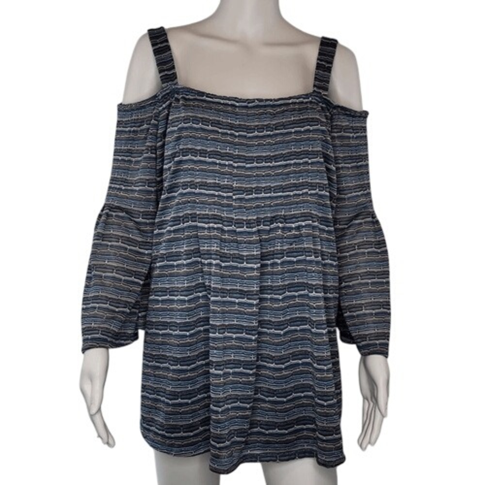 Avenue Multi-Color Cold‎ Shoulder Top